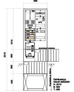 Zähleranschlußsäule (1Zähler ohne TSG) – mit APZ und RfZ für steuerbare Verbraucher