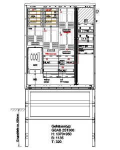 Zähleranschlusssäule (3Zähler/TSG) PV-Wärmepumpe-E-Mobilität