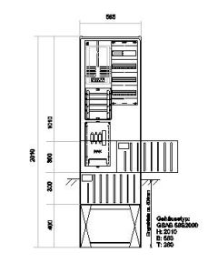 Festplatzverteiler 470tief mit VNB-Teil,inkl.Sammels.,Schottung 5-pol.250A,Sy-63-32-16-S, mit FP-Ein