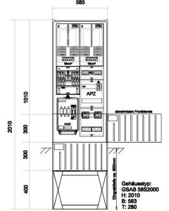 Zähleranschlußsäule TEN (2Zähler ohne TSG) – mit APZ und RfZ für steuerbare Verbraucher