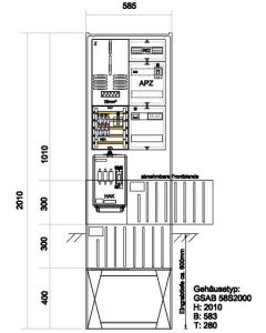 Zähleranschlußsäule Bayernwerk (1Zähler ohne TSG) – mit APZ und RfZ für steuerbare Verbraucher