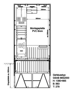 Zählersäule 1Zähler+TSG-Feld mit Verteiler 6x13TE