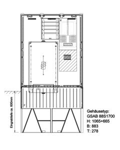 Zähleranschlußsäule Bayernwerk AG (1Zähler ohne TSG)l mit HAK+freie MPLA ca. HxB 1300x550