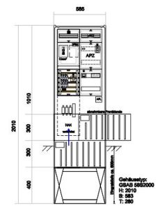 Zähleranschlußsäule Mitteldeutschland (1Zähler BKE-I) – mit APZ und RfZ für steuerbare Verbraucher