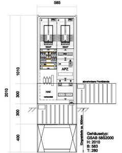 Zähleranschlußsäule Mitteldeutschland (2Zähler ohne TSG) – mit APZ und RfZ für steuerbare Verbraucher