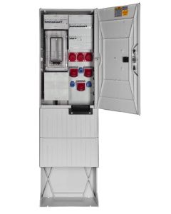 Festplatzsäule mit VNB-Teil, bestückt mit 3xCEE32+3xCEE16+3xSchuko, mit FP-Einf