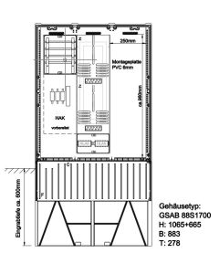 Zähleranschlußsäule , 4 Zählerplätze + TSG ,  mit HAK-NH00