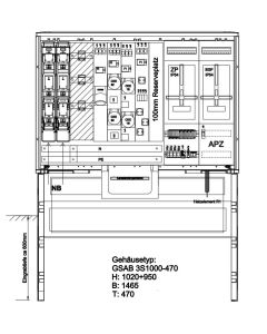 Festplatzverteiler 470tief mit VNB-Wandlermess.Midnetz,Sys-63-32-16-Schuko, mit FP-Einf.