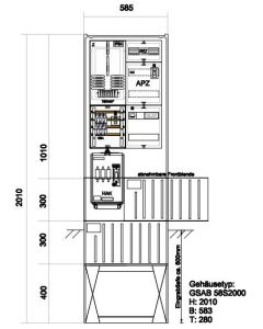 Zähleranschlußsäule N-ergie (1Zähler ohne TSG) – mit APZ und RfZ für steuerbare Verbraucher