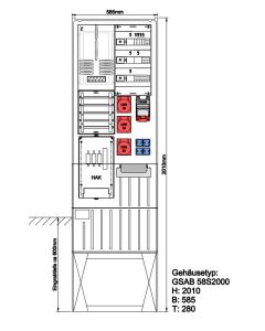 Festplatzsäule  Netz MDN 1Zähler, CEE63, CEE32,  2xCee16, 4xSchuko