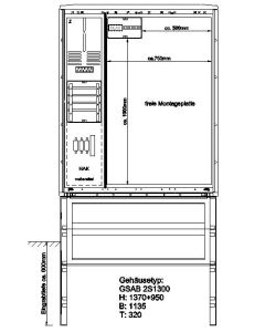 Festplatzsäule mit VNB-Teil,inkl. Montageplatte für Festplatzteil zur Selbstbestückung, mit FP-Einf