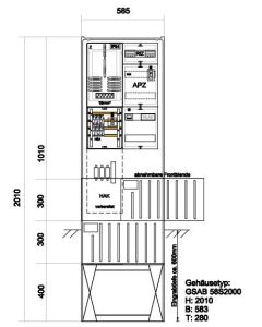 Zähleranschlußsäule AVACON (1Zähler ohne TSG) – mit APZ und RfZ für steuerbare Verbraucher