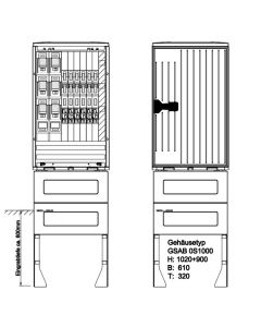 Normkabelverteiler Gr.0, ohne Sockel  HxBxT 1005x610x320mm, mit Sammelschienen 5-pol 30x5, 2LSL2+6LSL00