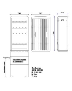 Standardised cabinet with busbar system, HxWxD: 1100x590x320