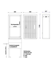 Normkabelverteilerschrank HxBxT:1100x590x320