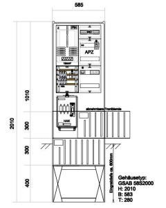 Zähleranschlußsäule EAM (1Zähler ohne TSG) – mit APZ und RfZ für steuerbare Verbraucher