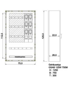 GfK-Wandschränke IP 55 H 1250 x B 750 x T 300 Einfachschließung, Sammelschiene, 2xLastschaltlleiste