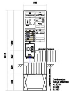 Zähleranschlußsäule Westfalen Weser (1Zähler BKE-I) – mit APZ und RfZ für steuerbare Verbraucher