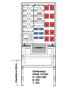 Zähleranschlußsäule , 4 Zählerplätze + TSG ,  mit HAK-NH00