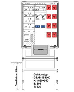 Zähleranschlußsäule , 4 Zählerplätze + TSG ,  mit HAK-NH00