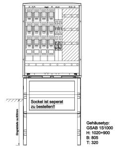 Standardised column HxWxD 1000x805x320, with 4 - conductor busbar