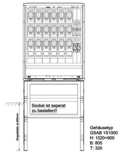 Normkabelverteilerschrank HxBxT:1000x805x320 mit Sammelschiene und 6xSchaltleiste NH2