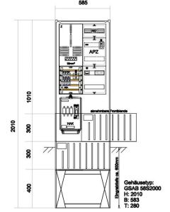 Zähleranschlußsäule Westnetz (1Zähler ohne TSG) – mit APZ und RfZ für steuerbare Verbraucher