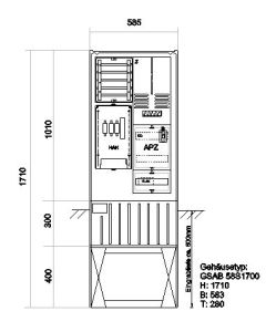 Zähleranschlußsäule nach TAB Westnetz (1Zähler ohne TSG) mit APZ