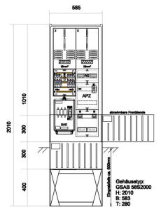 Zähleranschlußsäule Westnetz (2Zähler ohne TSG) – mit APZ und RfZ für steuerbare Verbraucher