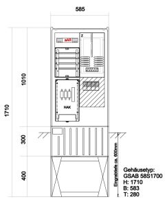 Zähleranschlusssäule Netze BW, 1ZP ohne TSG mit Phasenbl. 95-185mm²