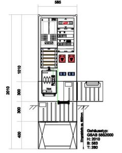 Zähleranschlusssäule Netze BW 1Zähler mit Festplatzteil CEE32+Cee16+4xSchuko