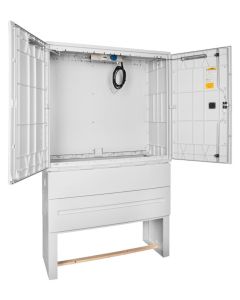 Standardized cabinet with PVC installation panel and double swing handle, In-Mould Coating, HxWxD: 1020x1135x470