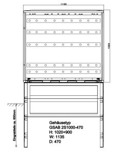 Standardized cabinet with 5-pole bus bar system, HxWxD: 1000x1135x470