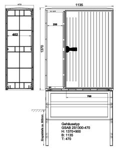 Normkabelverteilerschrank HxBxT:1300x805x320 mit Monatgeplatte, Doppelschwenkhebel