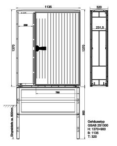 Standardised cabinet HxWxD: 1300x1135x320 1/3 door dual swing handle, 2/3 door single swing handle