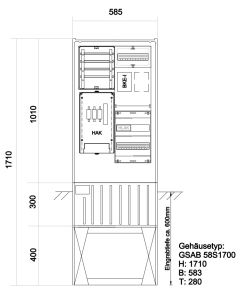 Zähleranschlusssäule LEW 1EHZ-Zählerplatz + 1xReserveplatz EHZ mit Verteiler 2x13TE