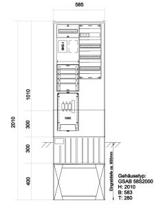 Zähleranschlusssäule LEW 1EHZ-Zählerplatz + 1xReserveplatz EHZ mit Verteiler 4x13TE
