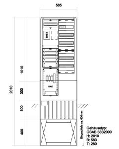 Zähleranschlusssäule LEW 1EHZ-Zählerplatz + 1xReserveplatz EHZ mit Verteiler 5x13TE