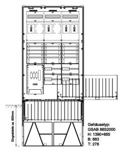 Zähleranschlusssäule LEW 4xEHZ-Zählerplatz + 2xReserveplatz EHZ