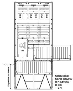 Zähleranschlusssäule LEW 5xEHZ-Zählerplatz + 1xReserveplatz EHZ