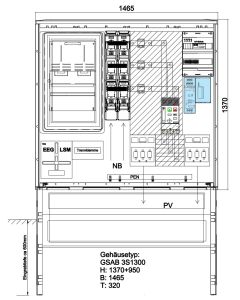 Wandlermessung LEW 630A >100kVA,  inkl. Zählerwechselplatte f. Eigenerzeugungsanlagen 