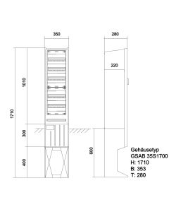 Verteilersäulen HxBxT:1710x350x282 inkl. Verteiler 5x13TE incl. N+PE-Schiene