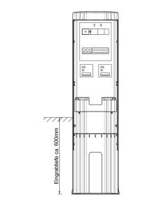 GSAB-Poller rund mit Sockel, Ges.-Höhe 1411mm, Durchm. 360mm, 2xCEE32