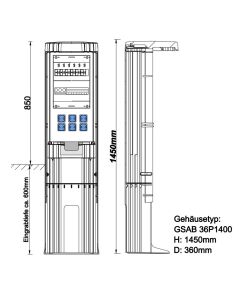 GSAB-Poller rund m. Sockel, Ges.-Höhe 1411mm, Durchm. 360mm, 6xSchuko