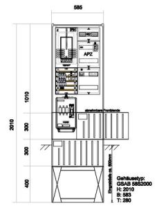 Zähleranschlußsäule EWE (1Zähler ohne TSG) – mit APZ und RfZ für steuerbare Verbraucher