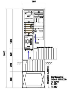 Zähleranschlusssäule EWE (1Zähler BKE-I) – mit APZ