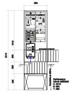Zähleranschlußsäule EWE (1Zähler BKE-I) – mit APZ und RfZ für steuerbare Verbraucher