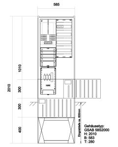 Zähleranschlusssäule EWE Netz (1Zähler ohne TSG)  inkl. Verteiler 4x13 TE