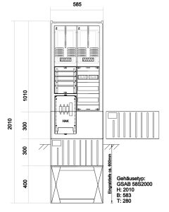 Zähleranschlusssäule EWE 2 Zähler ohne TSG, Verteiler 3x13 TE