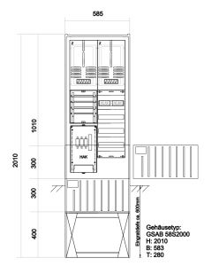 Zähleranschlusssäule EWE 2 Zähler ohne TSG, Verteiler 4x13 TE